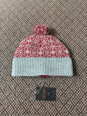 Beams Red Snowflake Beanie